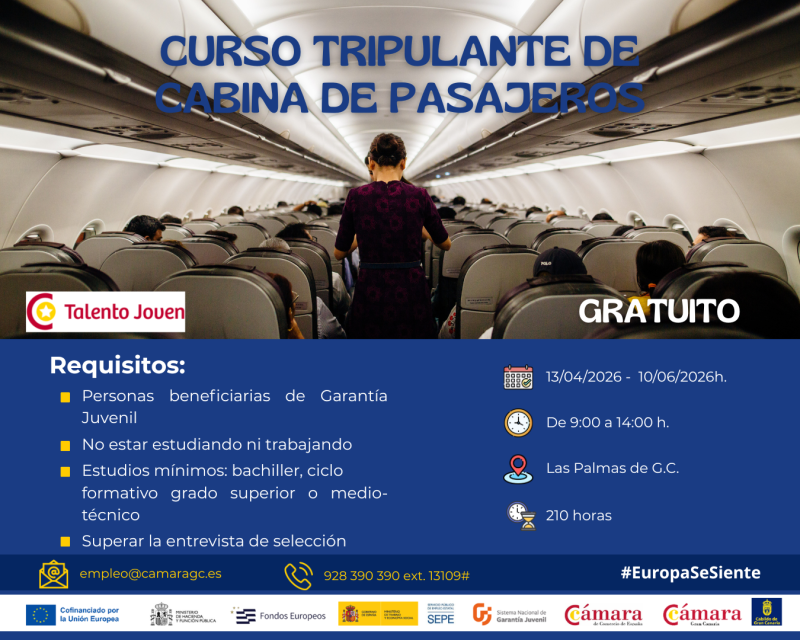 ABRIL 2026: Curso Tripulante de Cabina de Pasajeros 