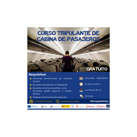 ABRIL 2026: Curso Tripulante de Cabina de Pasajeros 