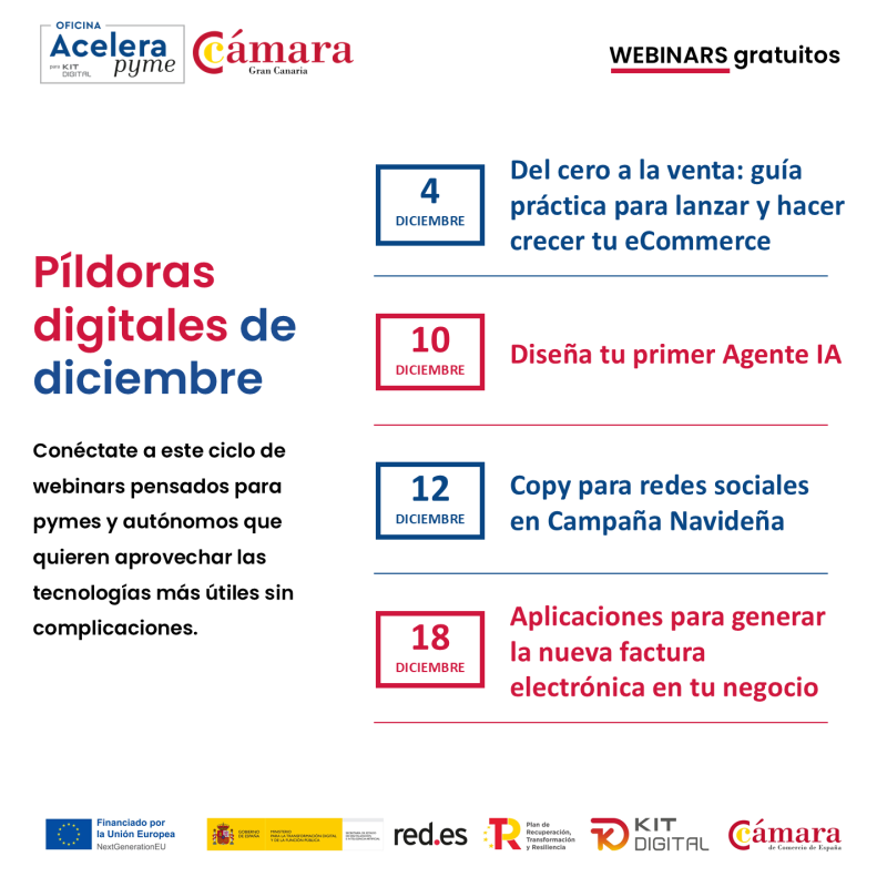 Píldoras digitales de diciembre | Jornadas de la Oficina Acelera Pyme para Kit Digital