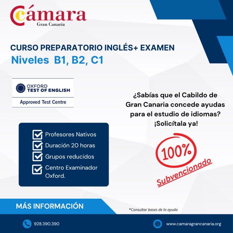 III CONVOCATORIA: CURSO INGLÉS PREPARATORIO + EXAMEN OXFORD- NIVELES B1, B2 Y C1