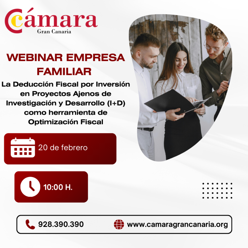WEBINAR EMPRESA FAMILIAR: LA DEDUCCIÓN FISCAL POR INVERSIÓN EN PROYECTOS AJENOS DE INVESTIGACIÓN Y DESARROLLO (I+D) COMO HERRAMIENTA DE OPTIMIZACIÓN FISCAL